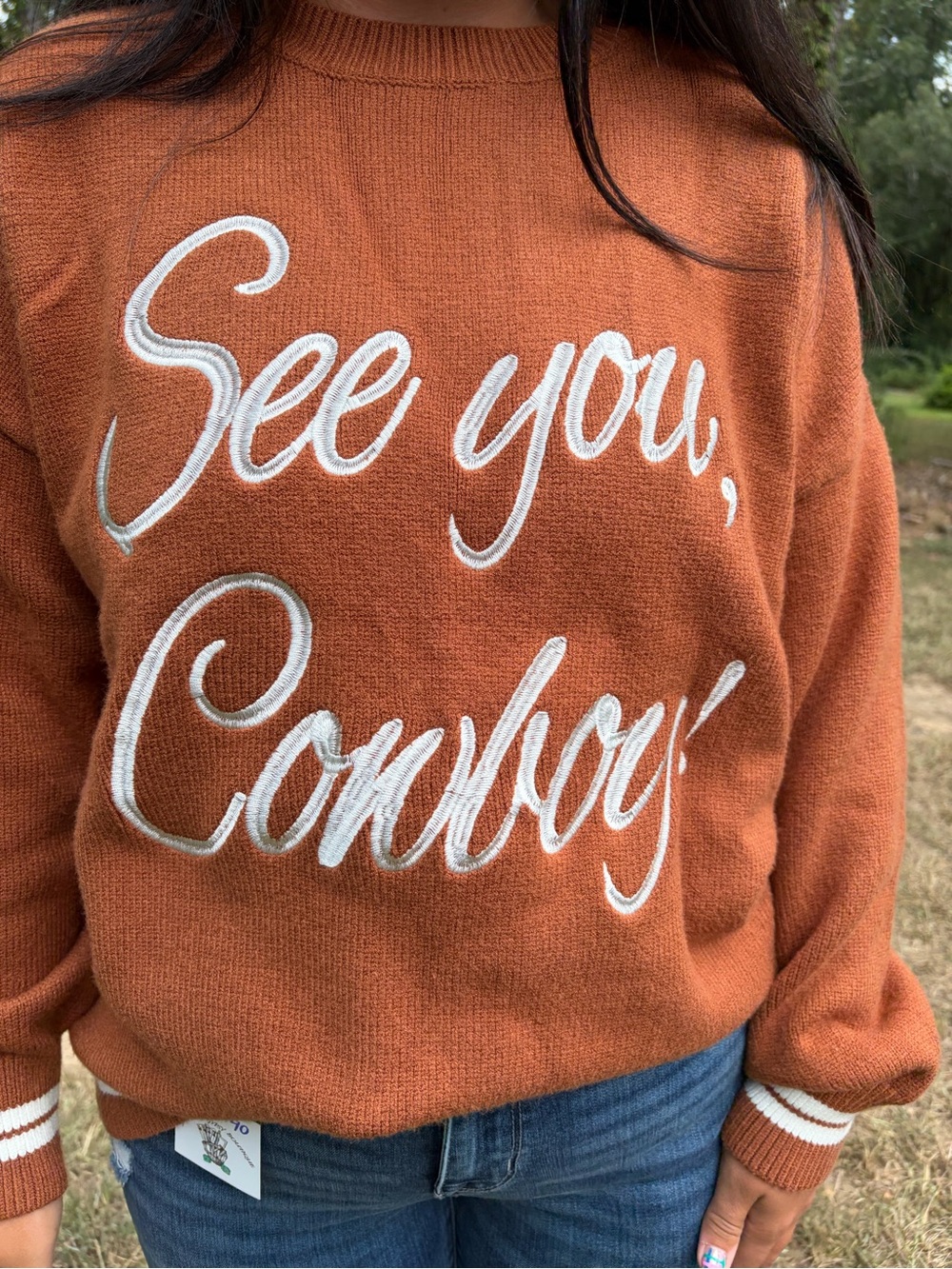 Rust 'See You, Cowboy' Script Sweatshirt - Women's Sweater